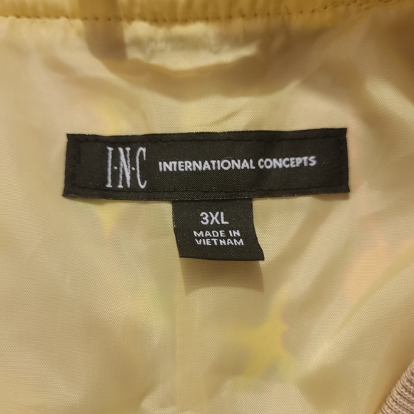 INC Yellow floral Sateen Bomber Jacket. sz.3XL - Picture 5 of 6